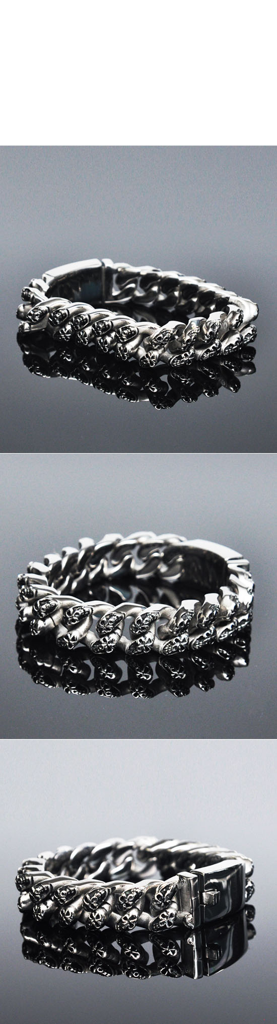 EENSYWEENSY Skull Cuff Bracelet For Men - Stainless Steel Gothic Punk Biker Jewelry