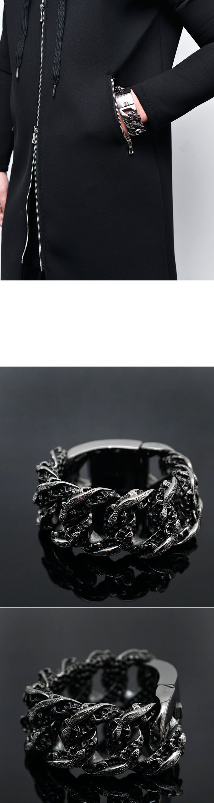 Accessories :: Bracelets :: Stainless Big Lizard Chain Cuff-Bracelet ...