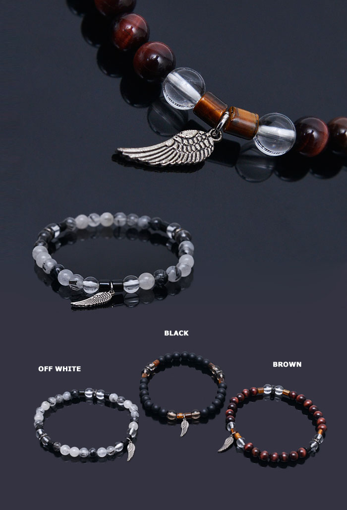 Accessories :: Bracelets :: Last 1) Gemstone Angel Wing Charm Beads ...