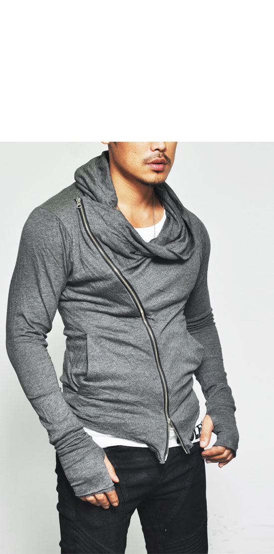 Dark Edge Haute Couture Men's Diagonal Builtin Arm Warmer Hoodie By