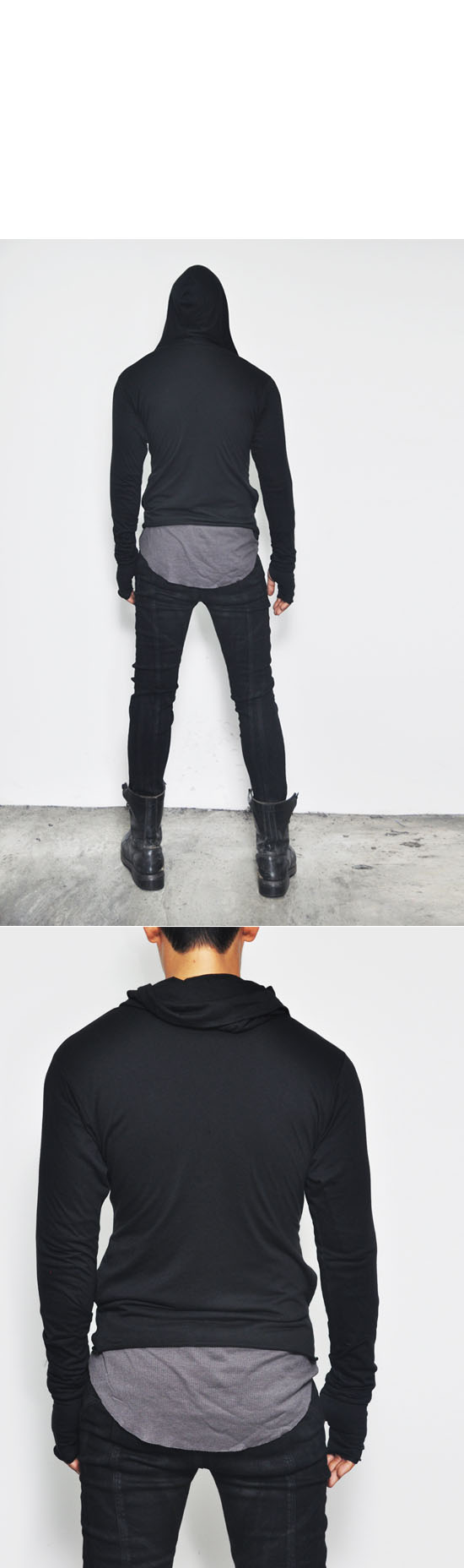 Dark Edge Haute Couture Men's Diagonal Builtin Arm Warmer Hoodie By