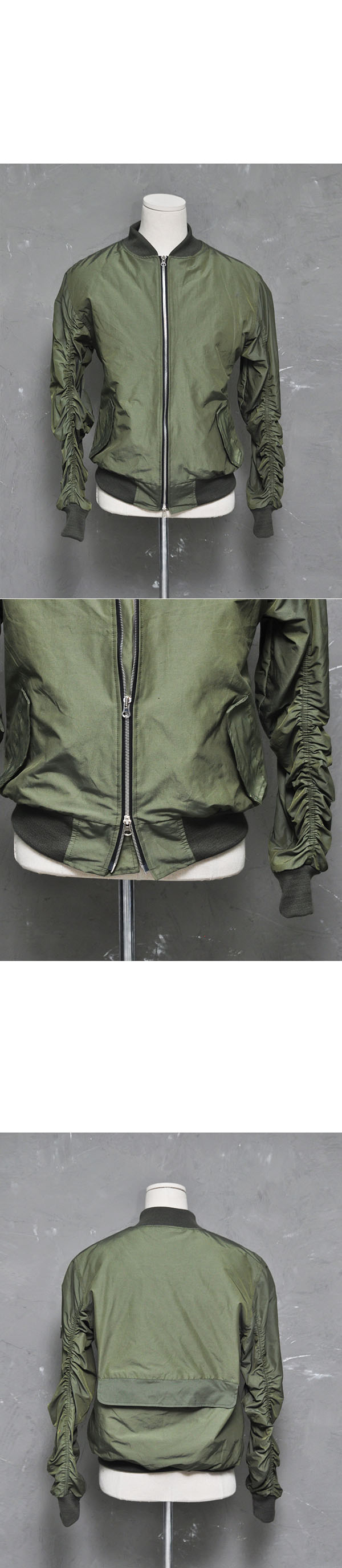 Mens Designer Shirring Sleeve Miliitary Bomber Jacket by GUYLOOKs