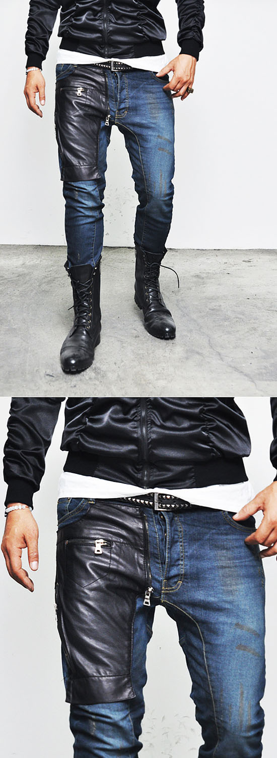mens jeans with leather knee patches