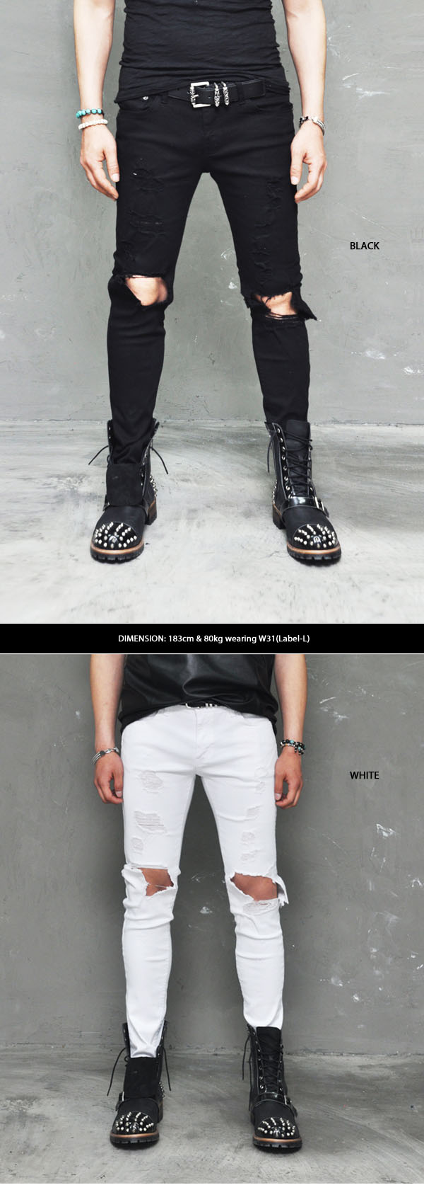 black jeans damage mens