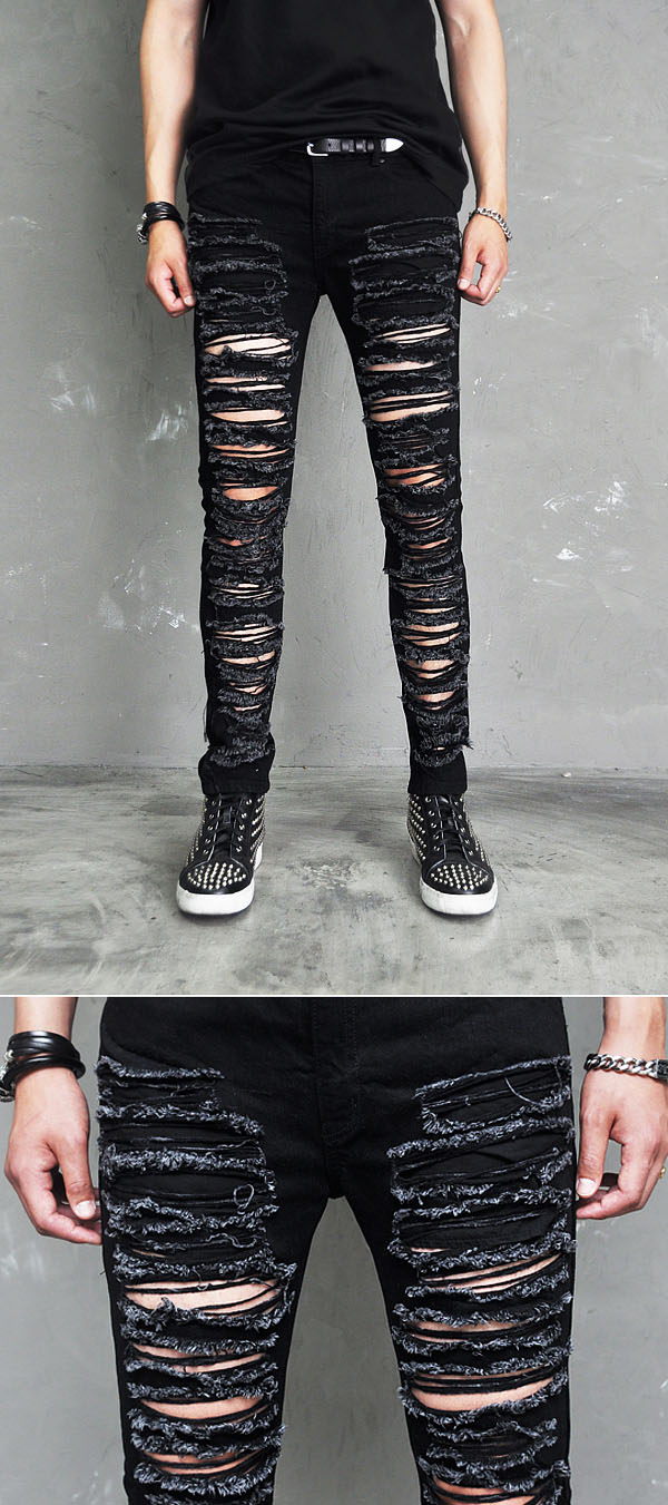 full damage jeans black