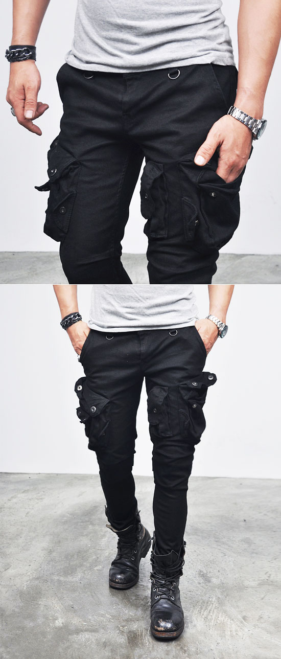 black cargo skinny jeans mens