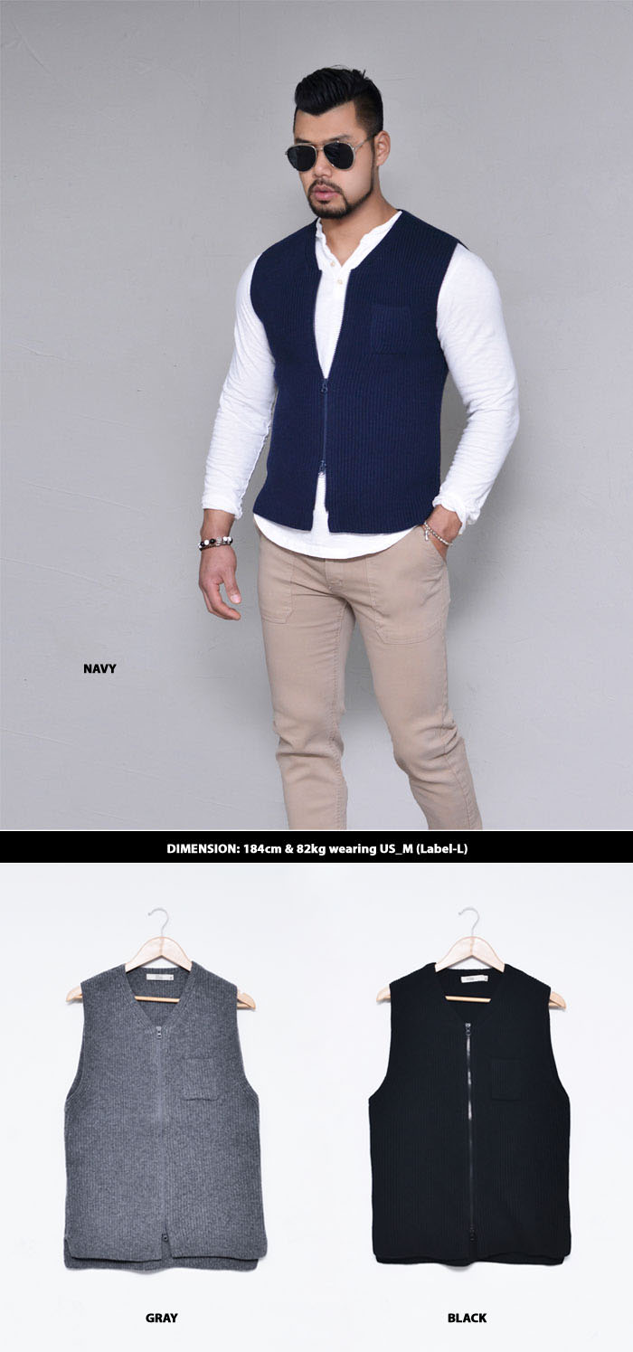 Outerwear Vests Classy Slim Fit Wool ZipupVest 146 GUYLOOK Men