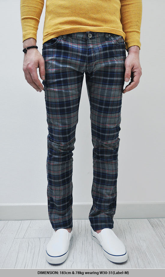 mens checkered skinny jeans
