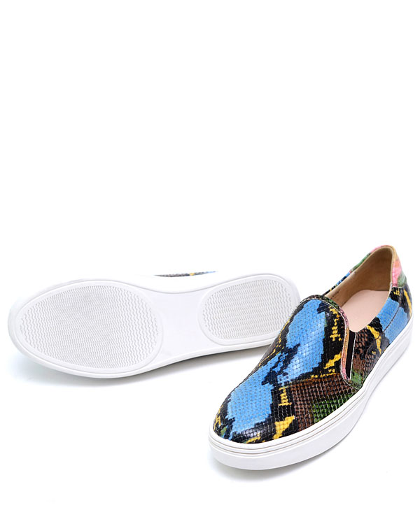 Lizoleor Fashion Snakeskin Block Slip On Women Pumps, Apricot, 31 EU