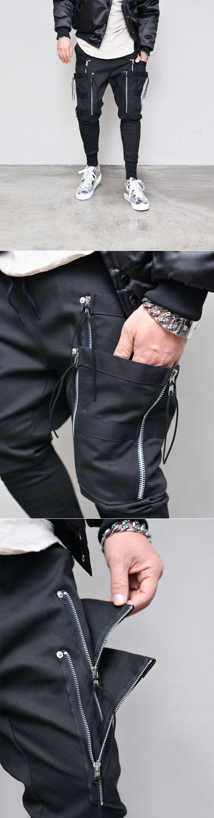 Bottoms :: Sweatpants :: Double Zip Taping Cargo Jogger-Sweatpants 329 ...