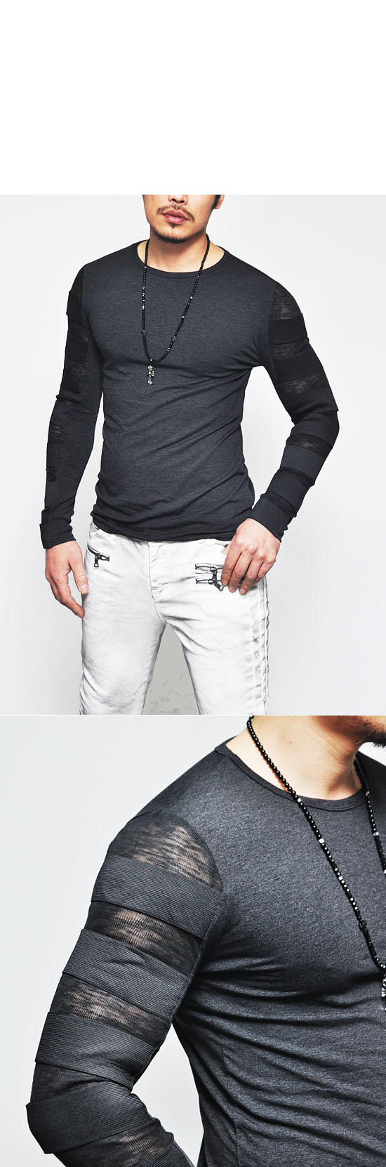 Designer Mod Mens Slim Fit Edge Elastic Bandage Strap Sleeve Tee By ...