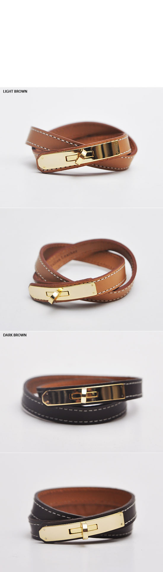 Accessories :: Bracelets :: Last 1) Lux Gold Lock Leather Bracelet ...