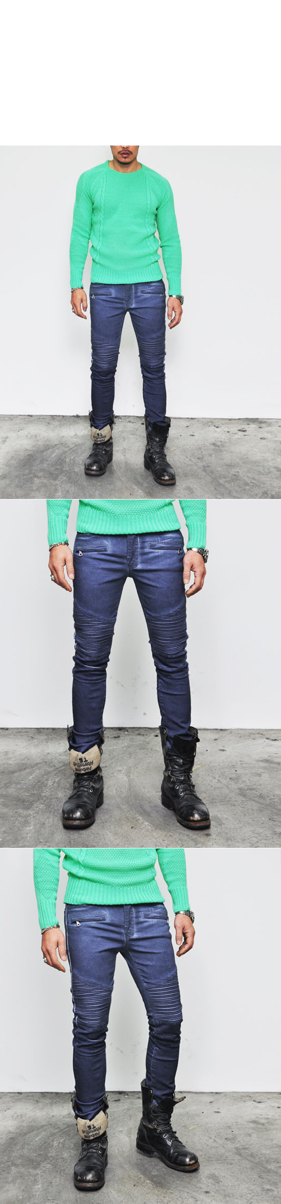 Hip & Trendy Seaming Mens Spandex Color Skinny Biker Jeans 27 29 31 by ...