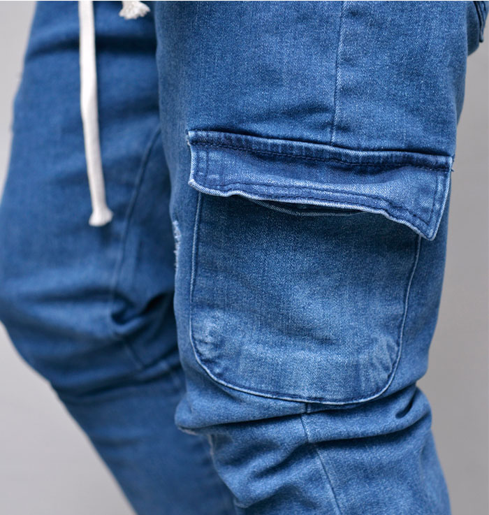 Bottoms :: Jeans :: Cargo Denim Banding Jogger-Jeans 350 - GUYLOOK Men ...