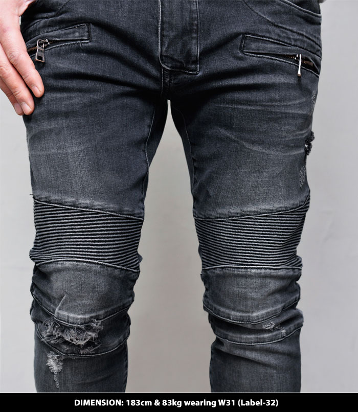 Sales :: Bottoms :: Vintage Seaming Washed Black Biker-Jeans 352 ...