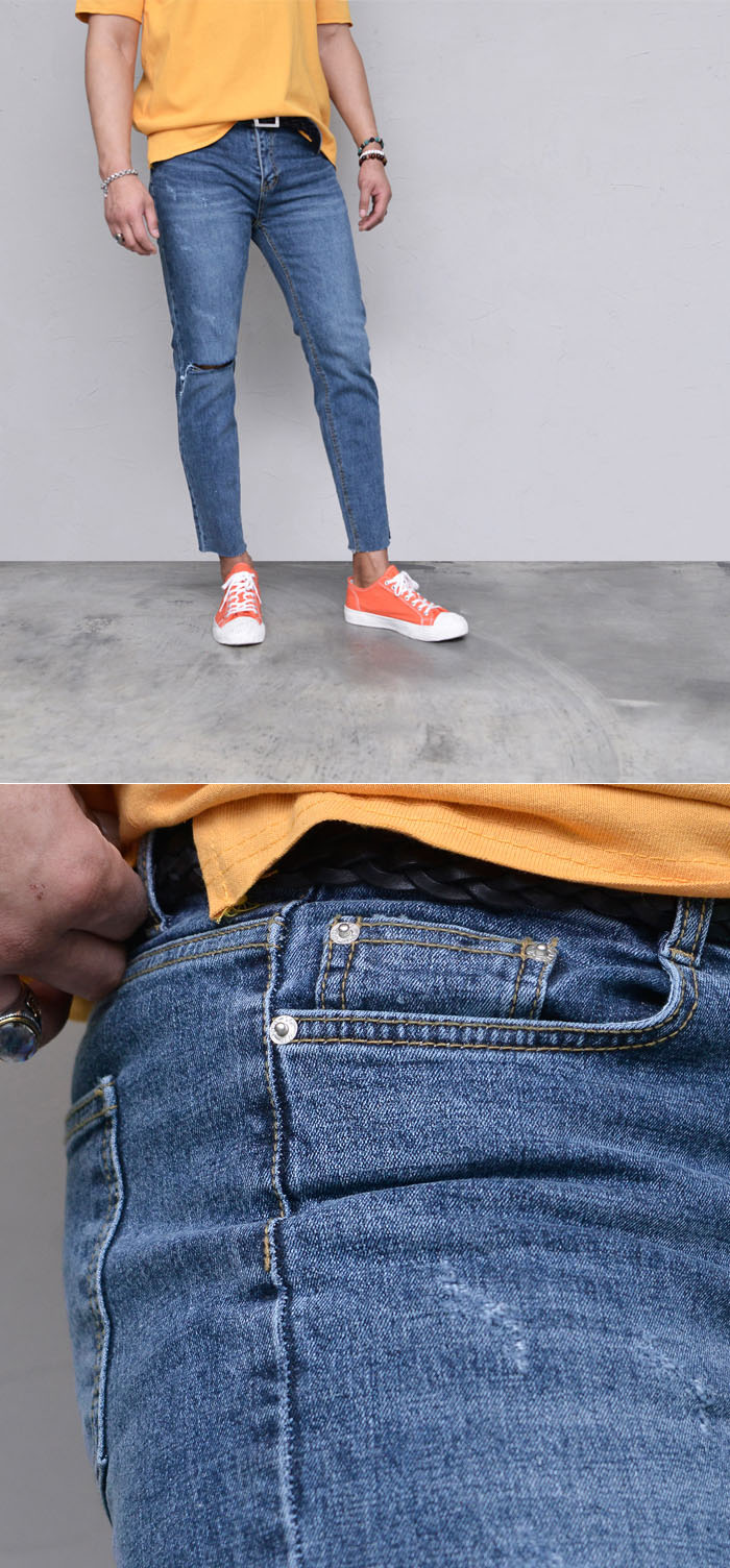 Bottoms :: Jeans :: Knee Cutting Vintage Slim Ankle-Jeans 545 - GUYLOOK ...