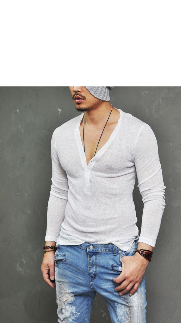 Breathable Mens Holiday See-through Wrinkle Linen Deep Button Vneck ...